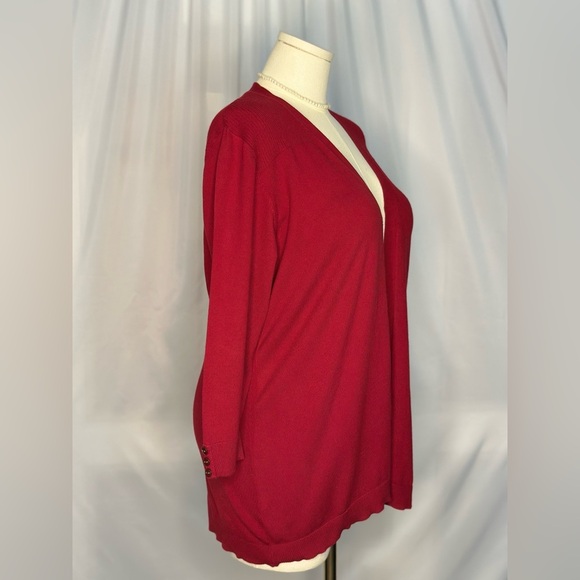 Karen Scott Women's Long Sleeve Open Front Red Cardigan (815) - Picture 4 of 11